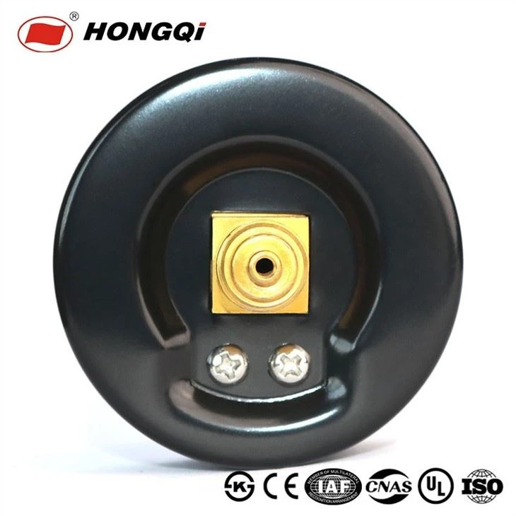 Double Scale Pressure Gauge With Brass Socket In Black Painted Steel Case