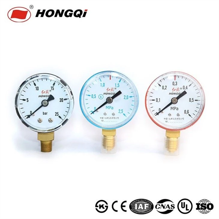 Transparent case pressure gauge at outlet