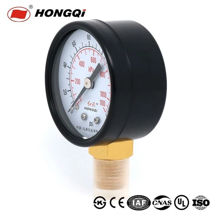 black painted steel pressure gauge