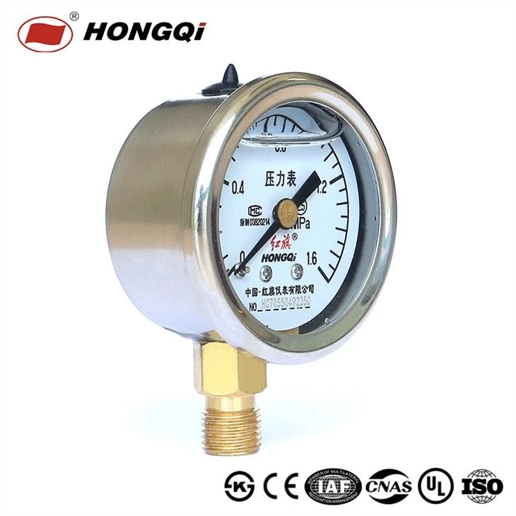 Hongqi Ytn40mm Stainless Steel 304 Liquid Filled Water Pressure Gauge