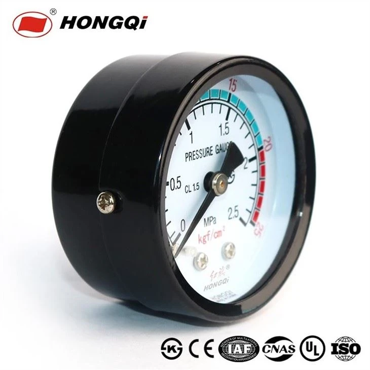 Pressure gauge with black lacquered steel case