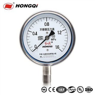 Hongqi Y-100bf(4") با کیفیت خوب به طور گسترده در صنعت استفاده می شود گیج فشار همه فولاد ضد زنگ OEM